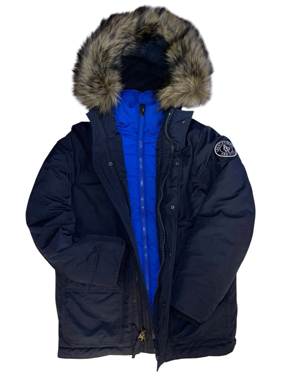 NWT Abercrombie & Fitch Men's Parka Jacket Hooded Winter Coat Navy Blue Medium